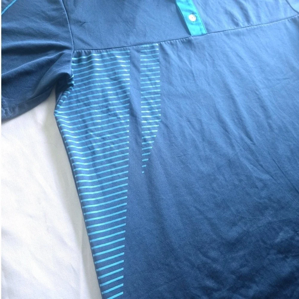 Adidas Adizero Golf Polo Shirt Mens Small Navy Blue Light Blue Striped Graphic‎